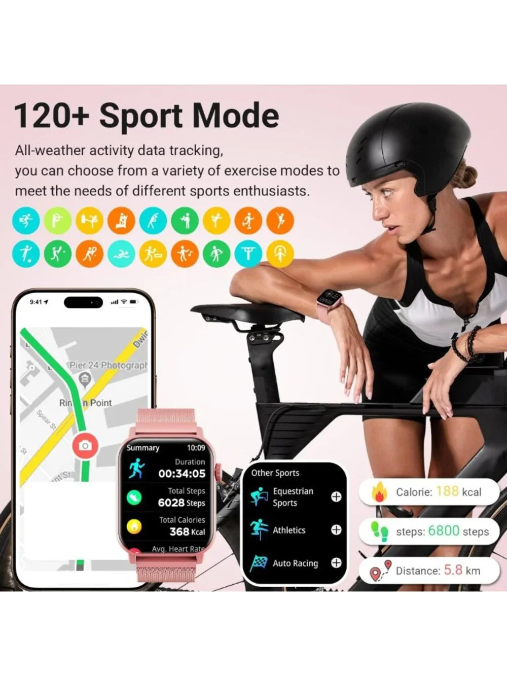 Stylish 1.83'' HD Smart Watch for Women | Fitness Tracker, Heart Rate Monitor